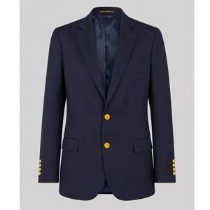 Lauren Ralph Lauren Men Navy Blue Blazer Gold Crest Buttons Sport Suit‎ Jacket
